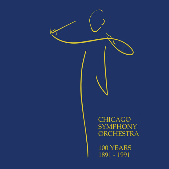 drawing of a conductor with text: Chicago Symphony Orchestra