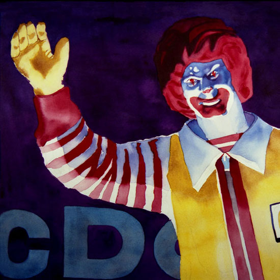 Ronald McDonald looking evil