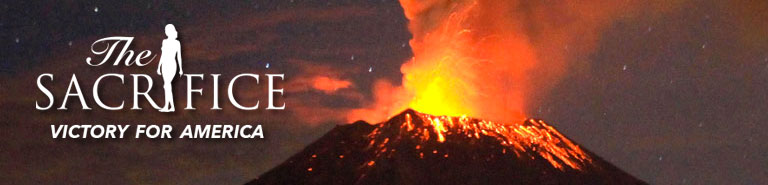 volcano erupting at night with a starry sky behind